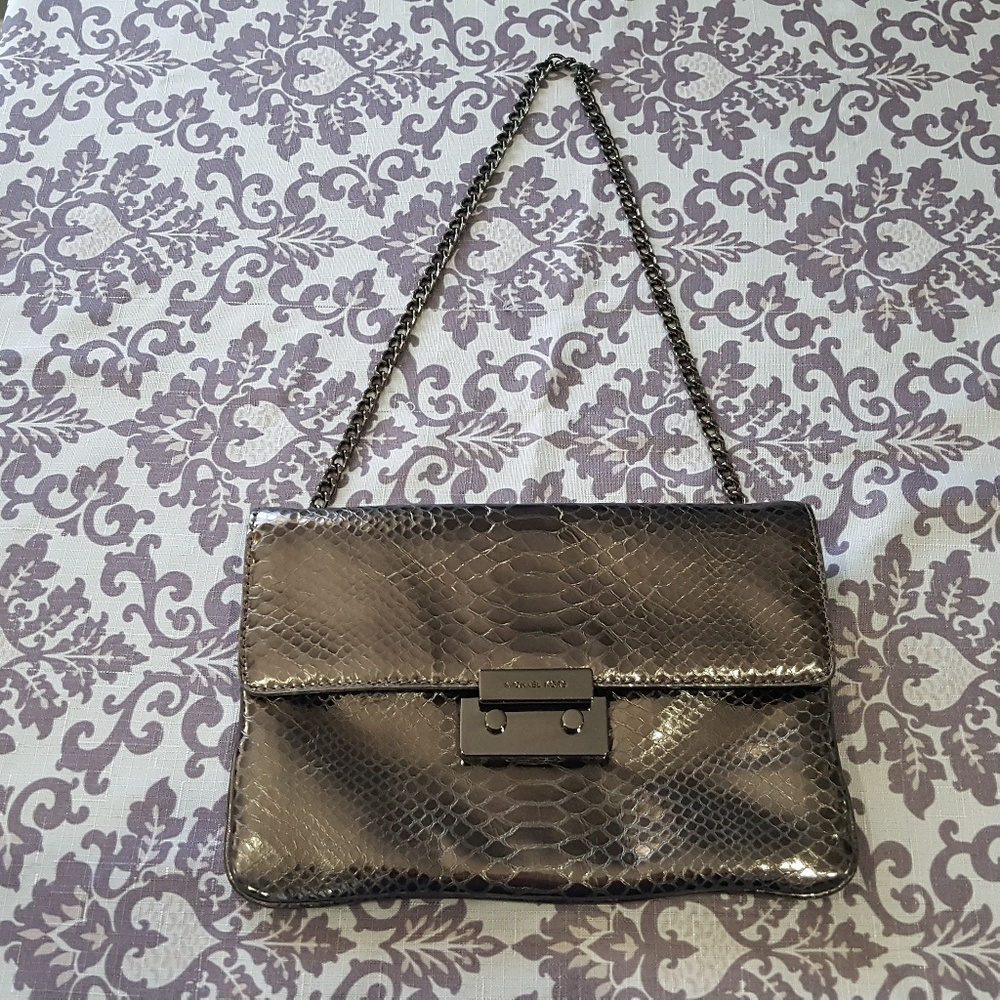 Michael Kors Metallic Python Embossed Chain Purse - image 2